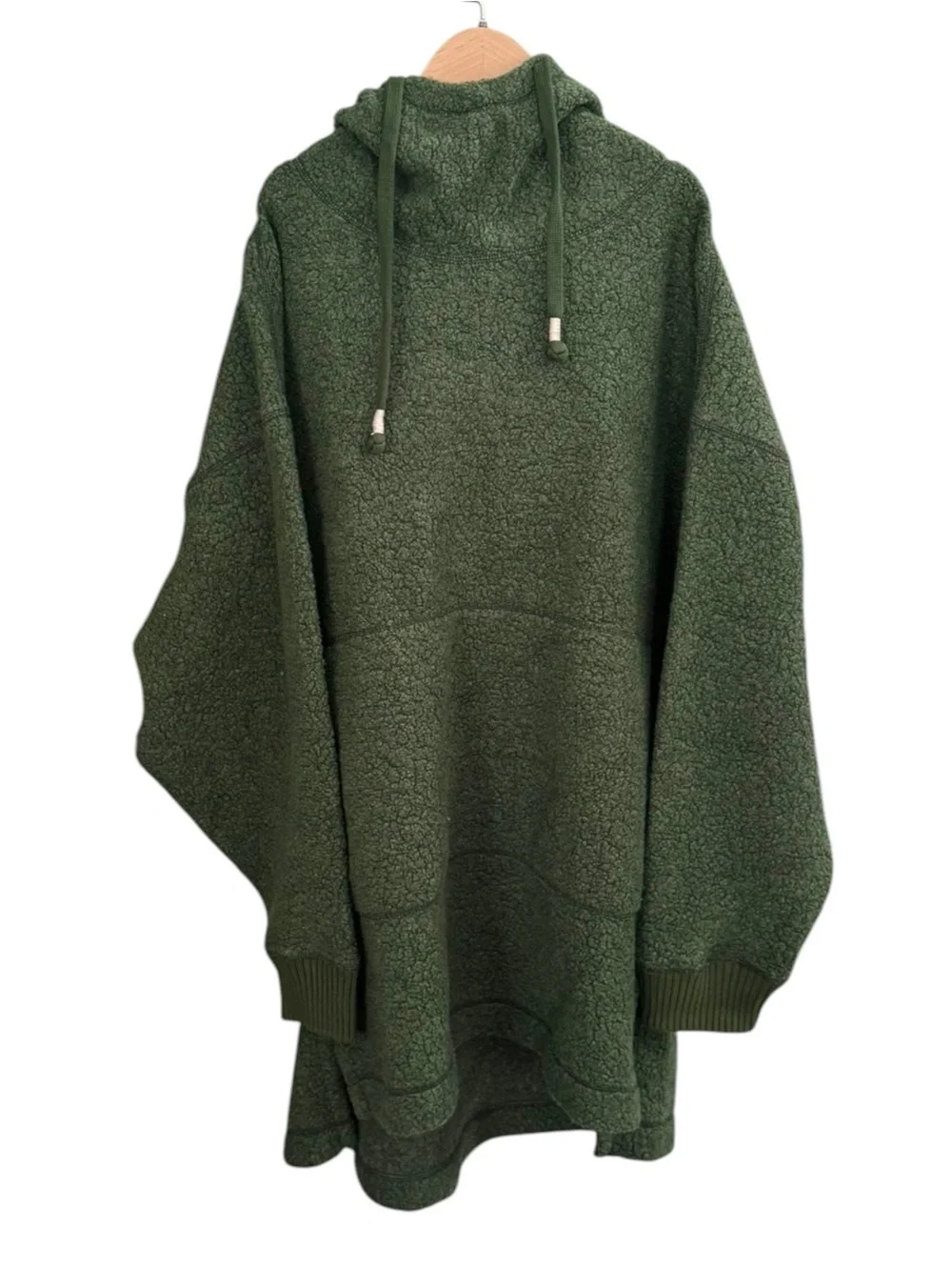 Free People Highlands Oversized Hoodie Tunic with Wool Joggers in Olive | NWT